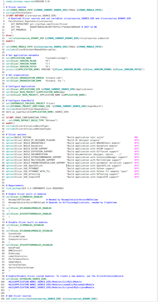 Custom Slicer App CMakeLists.txt